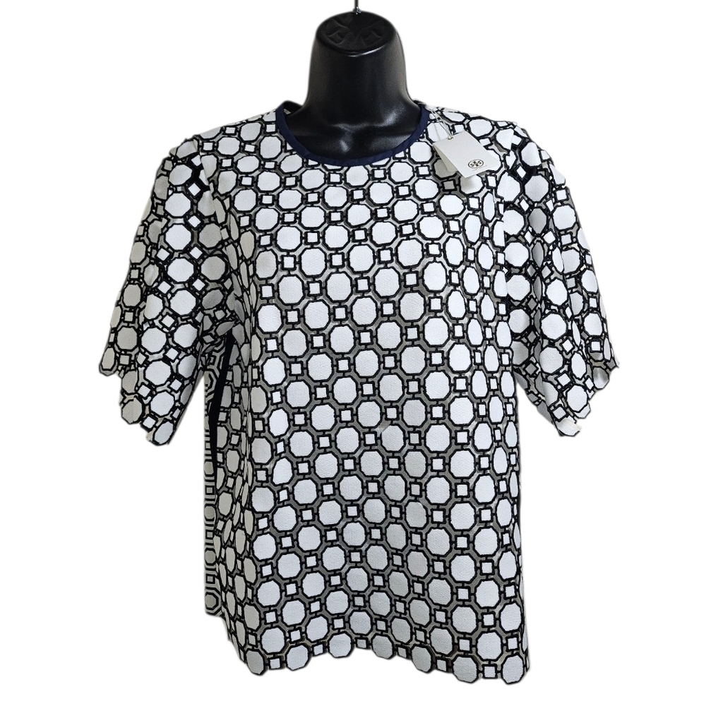 NWT Tory Burch Gloria Geometric Top 4 Small